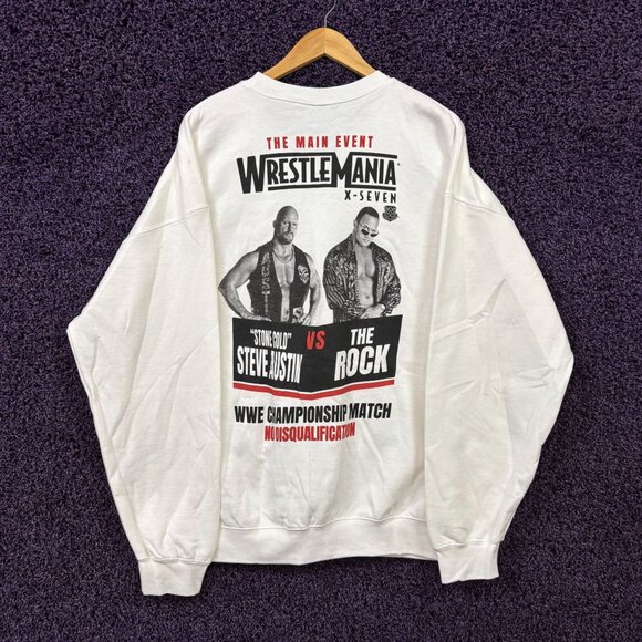 Wrestlemania X7 Rock vs Stone Cold WWE Crewneck Sweater XL - Picture 1 of 5